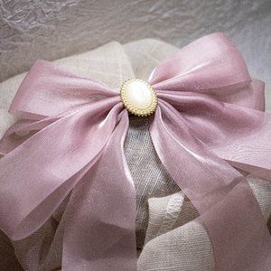 Vintage Pink Tweed Bow Hair Clip